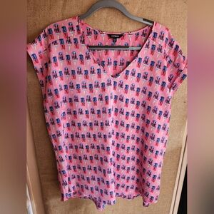 NWOT Express Popcicle Printed Short Sleeve V-Neck Top